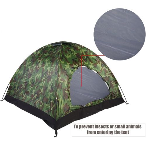  Keenso Outdoor Tent, Family Camping 40+ UV Protection Tent Waterproof Camouflage Tent with Storage Bag for 3 to 4 Person
