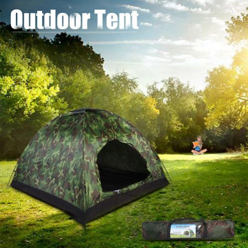  Keenso Outdoor Tent, Family Camping 40+ UV Protection Tent Waterproof Camouflage Tent with Storage Bag for 3 to 4 Person