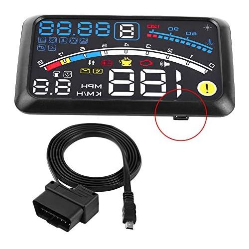  Keenso GPS Speedometer 5.5 Inch Universal HUD Display Car F4 KMH MPH Overspeed Alarm Speedometer Windscreen Projection Film 12 V for Cars and Other Vehicles