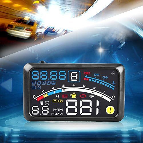  Keenso GPS Speedometer 5.5 Inch Universal HUD Display Car F4 KMH MPH Overspeed Alarm Speedometer Windscreen Projection Film 12 V for Cars and Other Vehicles