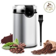 Coffee Grinder, Keenstone Electric Coffee Bean Grinder Stainless Steel Spice Grinder with Noiseless Motor, Cleaning Brush for Grinding Spices, Pepper, Herbs, Nuts (150W 70g /2.5oz