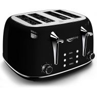 Toaster 4 Slice Stainless Steel Toaster with Bagel, Cancel, Defrost Function, Keenstone 4 Slice Toaster with Removable Crumb Tray, 4 Extra Wide Slots, 6 Shade Settings, Black
