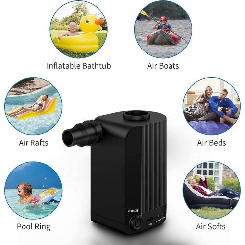  Keenstone Electric Air Pump, Rechargeable Battery Air Mattress Pump, Portable Quick-Fill Inflator/Deflator Pumps with 4000mAh for Camping Inflatable Cushions, Pool Toy, Air Sofa, Air Mattres