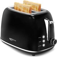 [아마존베스트]Keenstone 2-Slice Retro Toasters, Anti-fingerprint Stainless Steel Toaster with Wide Slots, Bagel/Defrost/Cancel Function, Removable Tray, Black