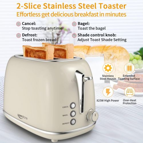  [아마존베스트]2 Slice Toaster, Keenstone Toasters with 6 Browning Settings, 1.5 In Extra Wide Slots, Stainless Steel Housing, Bagel/Defrost/Cancel Function, Removable Crumb Tray, 825W for Breakf
