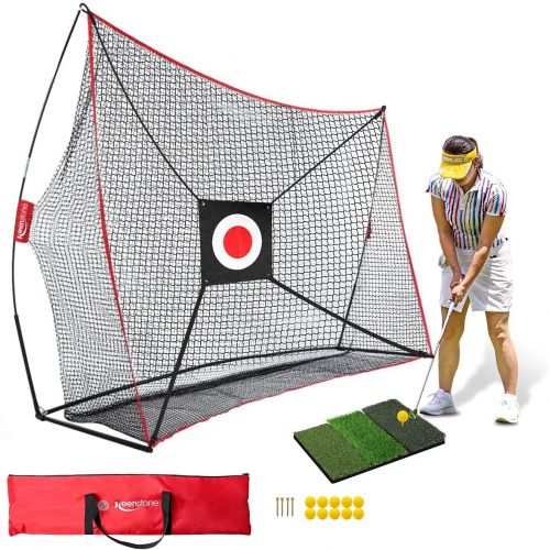  [아마존베스트]Keenstone 10x7ft Portable Golf Net Golf Practice Net for Indoor and Outdoor Hitting Driving and Chipping Practice with Tri Turf Hitting Mat