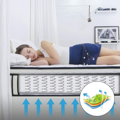  Keenstone Morpilot 10 inch Memory Foam and Innerspring Hybrid Mattress in a Box, Pressure Relief, Sleeps Cooler, Individual Pocket Spring, Medium Firm Feel, Motion Isolation, Breathable Comf