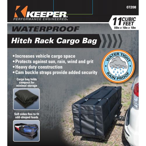  KEEPER 07208 Black Waterproof Hitch Rack Bag (11 Cubic Feet)