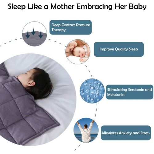  [아마존핫딜][아마존 핫딜] KEEPTOP Kids Weighted Blanket with Removable Cover (5 lbs, 36 x 48) - Cooling Heavy Blanket for Children 50-100 lbs - Upgrade Version 300TC Cotton, Double Sewing Edge - Helps to Qu