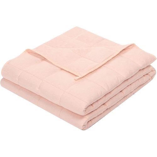  [아마존베스트]Keeptop Kids Weighted Blanket (5 lbs, 36x48, Blush Pink) - Cooling Heavy Blanket for a Child Between 40-60 lbs - 100% Natural Cotton Material with Premium Glass Beads, Double Stitched Edge