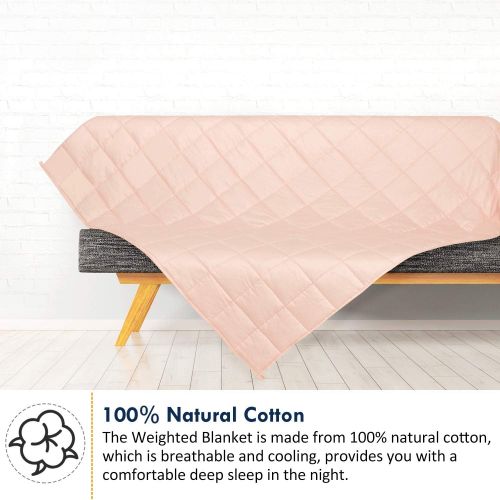  [아마존베스트]Keeptop Kids Weighted Blanket (5 lbs, 36x48, Blush Pink) - Cooling Heavy Blanket for a Child Between 40-60 lbs - 100% Natural Cotton Material with Premium Glass Beads, Double Stitched Edge