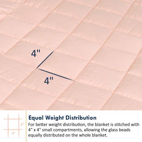  [아마존베스트]Keeptop Kids Weighted Blanket (5 lbs, 36x48, Blush Pink) - Cooling Heavy Blanket for a Child Between 40-60 lbs - 100% Natural Cotton Material with Premium Glass Beads, Double Stitched Edge