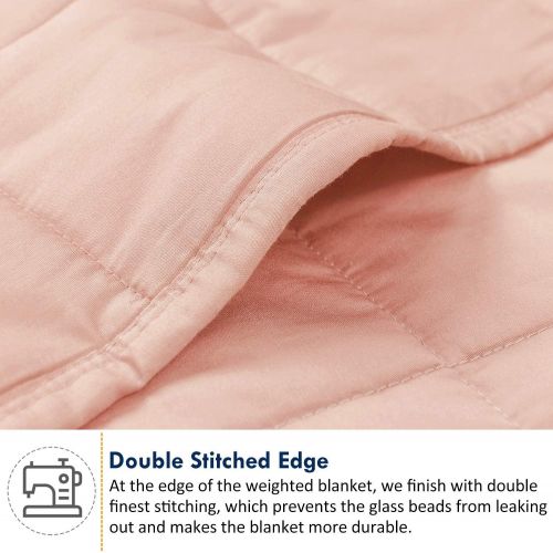  [아마존베스트]Keeptop Kids Weighted Blanket (5 lbs, 36x48, Blush Pink) - Cooling Heavy Blanket for a Child Between 40-60 lbs - 100% Natural Cotton Material with Premium Glass Beads, Double Stitched Edge