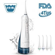 Keeptop Cordless Water Flosser Portable Oral Irrigator with 310ml Capacity - Rechargeable Dental Flosser, IPX7 Waterproof, 3 Modes, 4 Jet Tips, Perfect for Teeth/Braces Care
