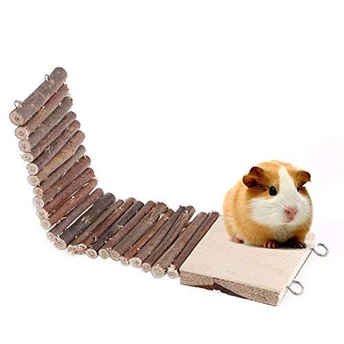  Keersi Wood Ladder Swing Shelf Perch Three-Piece Sets Toy for Pet Syrian Hamster Gerbil Rat Small Animal Toy Cage Toy