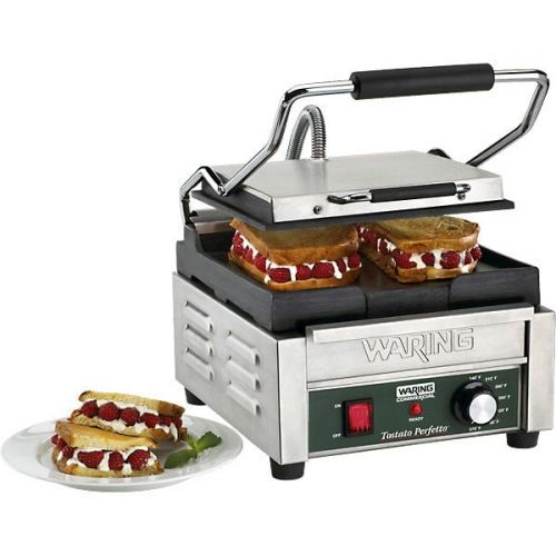  Kegworks Waring Compact Italian-Style Panini Grill - Panini Perfetto Ribbed Cast Iron Plates