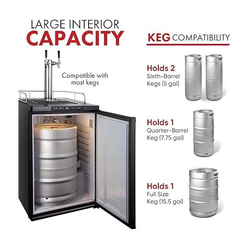  Kegco HBK309S-2 Home Brew Keg Dispenser, Stainless Steel, 2 Tap