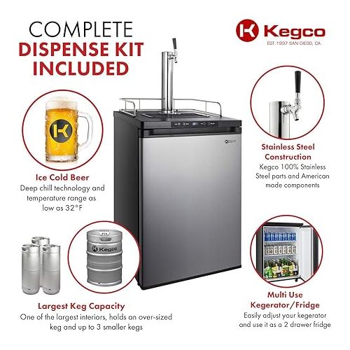  Kegco K309SS-1 Keg Dispenser, Stainless Steel