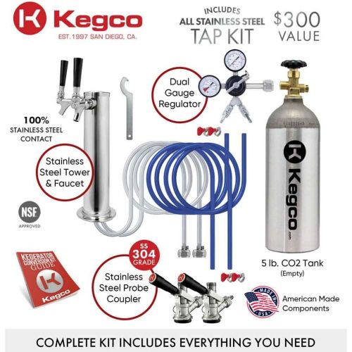  Kegco Z163S-2 Keg Dispenser, Two Faucet, Stainless Steel