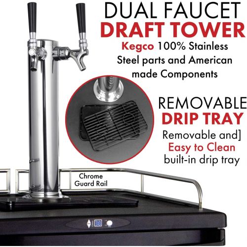  Kegco Z163S-2 Keg Dispenser, Two Faucet, Stainless Steel