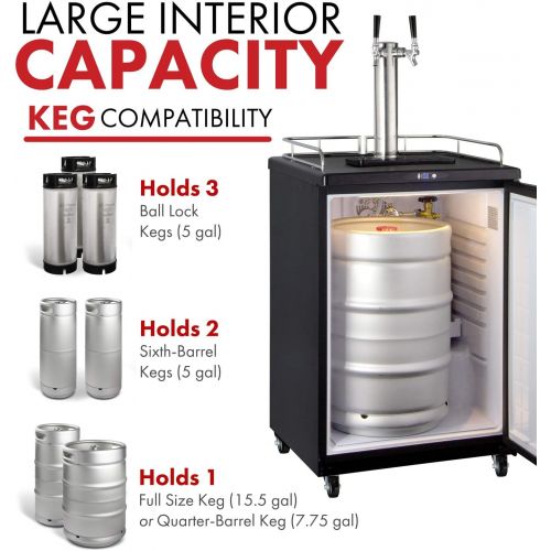  Kegco Z163S-2 Keg Dispenser, Two Faucet, Stainless Steel