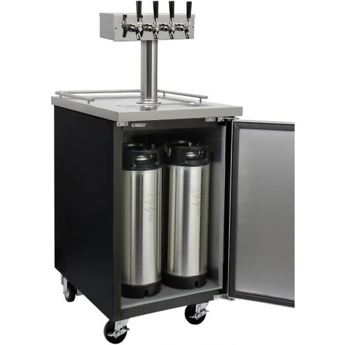  Kegco XCK-1B-4 Four Faucet Commercial Direct Draw Beer Dispenser Black Kegerator Keg Cooler