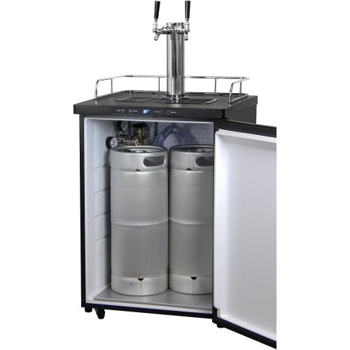  Kegco Black Stainless Kegerator Digital Beer Keg Cooler Refrigerator - Dual Faucet - D System