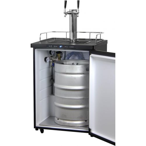  Kegco Black Stainless Kegerator Digital Beer Keg Cooler Refrigerator - Dual Faucet - D System