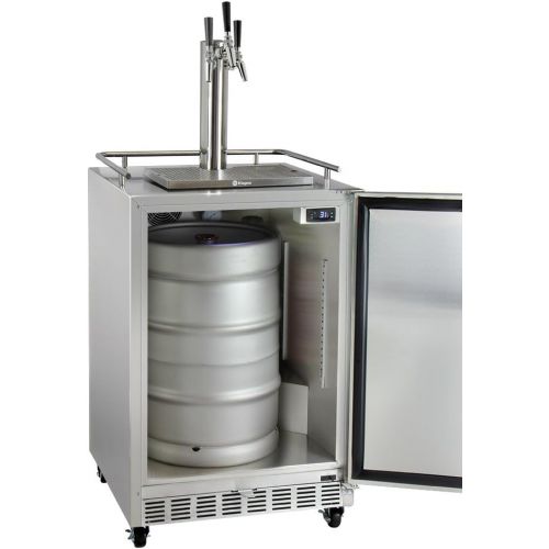  Kegco HK38SSC-3 3-Tap Commercial Outdoor Built-In Kegerator w Dispense Kit, 3 Faucet