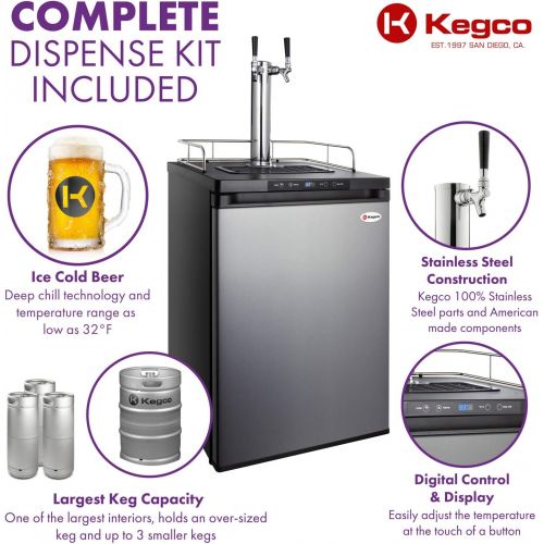  Kegco Kegerator Digital Beer Keg Cooler Refrigerator - Dual Faucet - D System