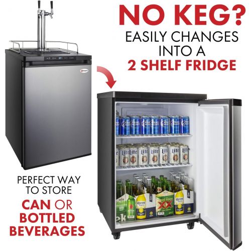  Kegco Full-Size Digital Homebrew Kegerator Dual Faucet Ball Lock Keg Dispenser Stainless