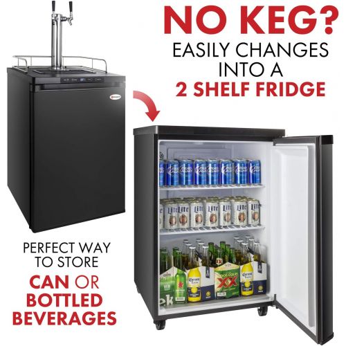  Kegco Full-Size Digital Homebrew Kegerator Dual Faucet Ball Lock Keg Dispenser Stainless