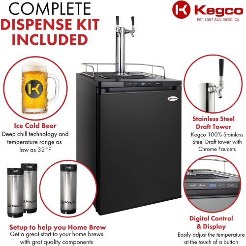  Kegco Full-Size Digital Homebrew Kegerator Dual Faucet Ball Lock Keg Dispenser Stainless