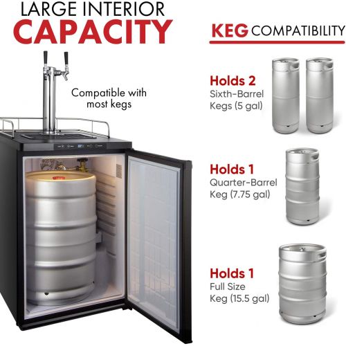  Kegco Full-Size Digital Homebrew Kegerator Dual Faucet Ball Lock Keg Dispenser Stainless