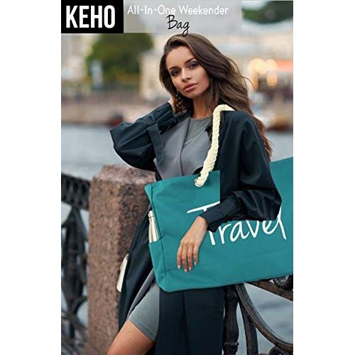  Keho KEHO All-in-1 Weekender Travel Beach Shoulder Bag Extra Large (Waterproof, Lightweight, Foldable) - Carry-On, Overnight, Fashion, Laptop Bag)