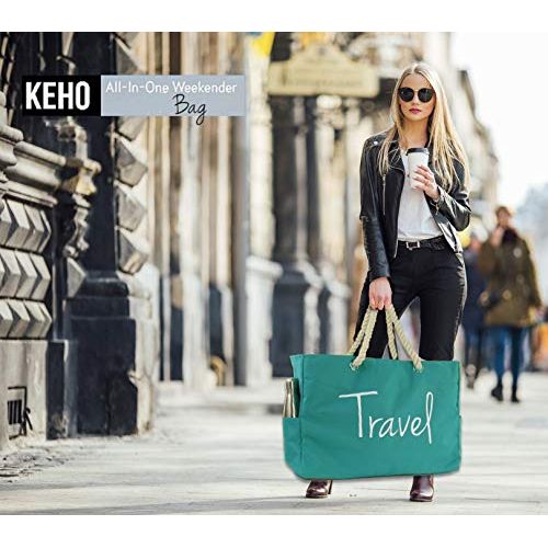  Keho KEHO All-in-1 Weekender Travel Beach Shoulder Bag Extra Large (Waterproof, Lightweight, Foldable) - Carry-On, Overnight, Fashion, Laptop Bag)