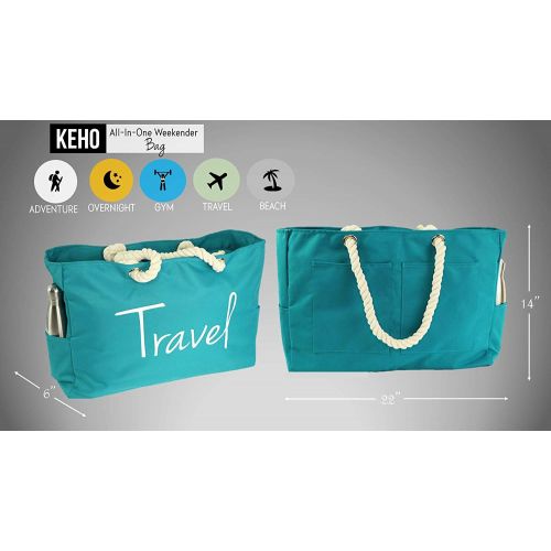  Keho KEHO All-in-1 Weekender Travel Beach Shoulder Bag Extra Large (Waterproof, Lightweight, Foldable) - Carry-On, Overnight, Fashion, Laptop Bag)