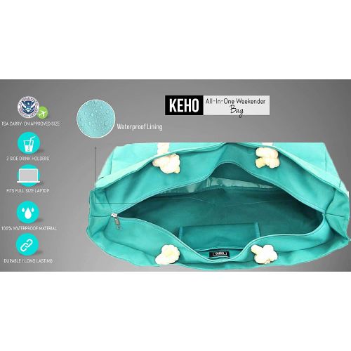  Keho KEHO All-in-1 Weekender Travel Beach Shoulder Bag Extra Large (Waterproof, Lightweight, Foldable) - Carry-On, Overnight, Fashion, Laptop Bag)