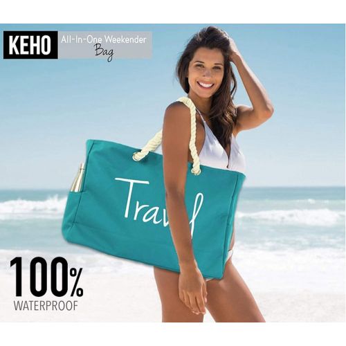  Keho KEHO All-in-1 Weekender Travel Beach Shoulder Bag Extra Large (Waterproof, Lightweight, Foldable) - Carry-On, Overnight, Fashion, Laptop Bag)