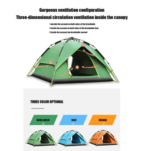  Outing Udstyr, Outdoor Three-in-One Thicken Quadruple Tent Drawstring Automaticcamping Tents Rainproof Sun Protection, DarkGreen, Kejing Miao,