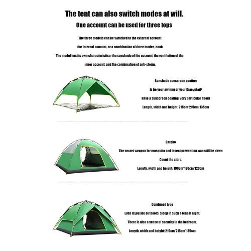  Outing Udstyr, Outdoor Three-in-One Thicken Quadruple Tent Drawstring Automaticcamping Tents Rainproof Sun Protection, DarkGreen, Kejing Miao,