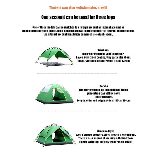  Outing Udstyr,Outdoor Three-in-One Double Layer Quadruple Tent Automaticcamping Tents Rainproof Sun Protection,Blue, Kejing Miao,