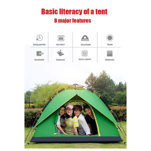  Outing Udstyr,Outdoor Three-in-One Double Layer Quadruple Tent Automaticcamping Tents Rainproof Sun Protection,Blue, Kejing Miao,
