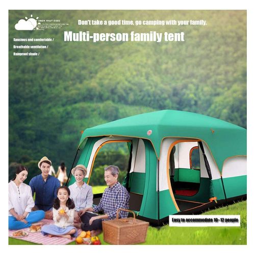  Outing Udstyr, 2 Living Rooms and 1 Hall Family Tents Outdoor Camping Double Layer Anti-Storm Big Tent 2-8 People Small Section, Kejing Miao