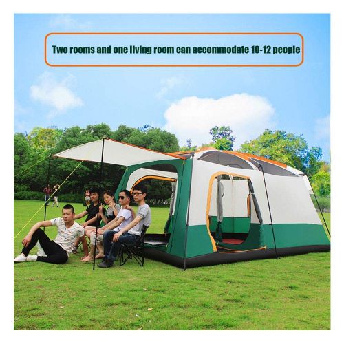  Outing Udstyr, 2 Living Rooms and 1 Hall Family Tents Outdoor Camping Double Layer Anti-Storm Big Tent 2-8 People Small Section, Kejing Miao