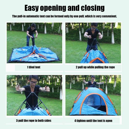  Outing Udstyr,Pull-in Automatic Dome Double Tent Outdoor Camping Rainproof Tents Easy Set up Double Layer Family Durable, Kejing Miao