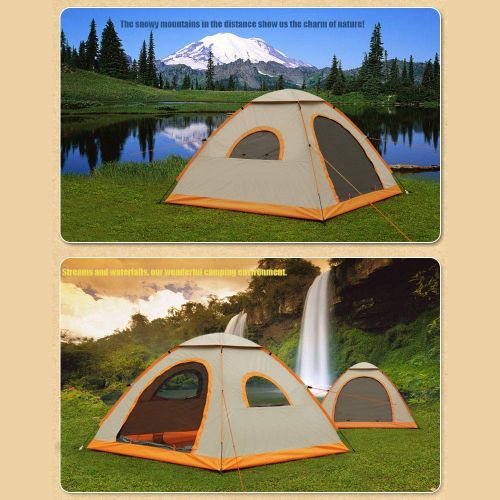  Outing Udstyr, Fully Automatic Dome Tent Outdoor Camping Rainproof Family Anti Uv Tents Portable Breathable for 3-4 People, Kejing Miao