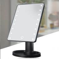 Kekailu Makeup Mirror Touch Screen 16/22 LED Rotatable Table Lighted Cosmetic Tool - Pink 22 LED