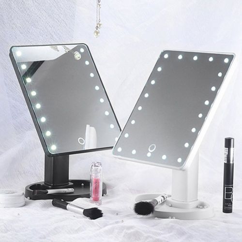  Kekailu Makeup Mirror Touch Screen 16/22 LED Rotatable Table Lighted Cosmetic Tool - Pink 22 LED