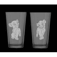 /KelMacDesigns Simba and Nala inspired etched pint glasses